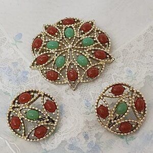 Vintage Sarah Coventry Acapulco Brooch and Earrings Set